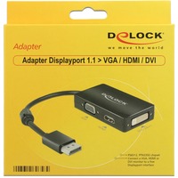 DeLOCK Adapter Displayport > VGA/HDMI/DVI-D schwarz, 16 cm