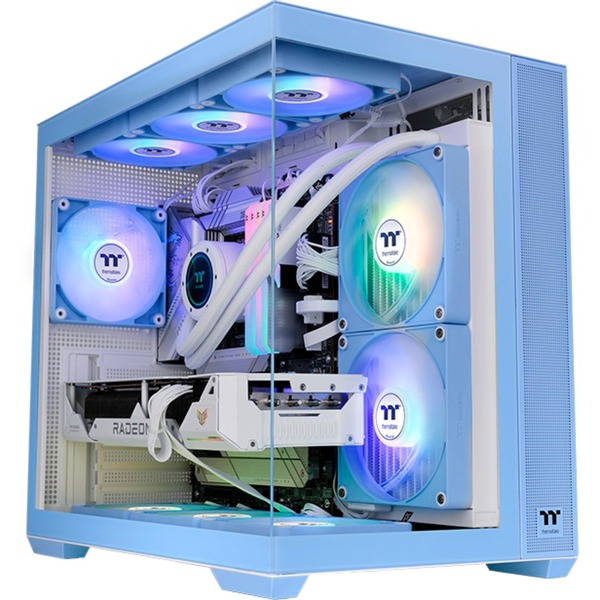 Thermaltake View 380 TG ARGB , Tower-Gehäuse hellblau, Tempered Glass x 2