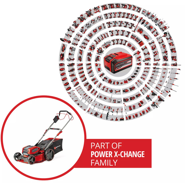 EINHELL Professional Akku-Rasenmäher GP-CM 36/47 S Li BL, 36Volt (2x18Volt) rot/schwarz, 4x Li-Ionen Akku 4,0Ah, mit Hinterradantrieb Vario Speed
