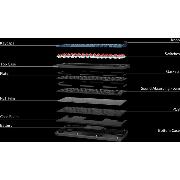 Keychron V1 Max, Gaming-Tastatur schwarz/blaugrau, DE-Layout, Gateron Jupiter Brown, Hot-Swap, RGB