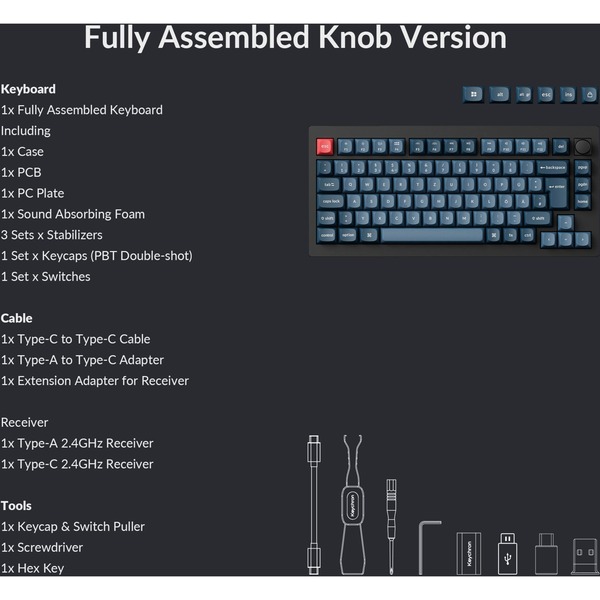 Keychron V1 Max, Gaming-Tastatur schwarz/blaugrau, DE-Layout, Gateron Jupiter Brown, Hot-Swap, RGB