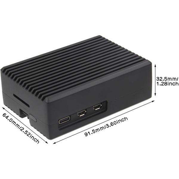 Inter-Tech ODS-739 Raspberry Alu Case, Gehäuse schwarz, für Raspberry Pi5