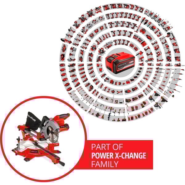 EINHELL Akku-Zug-Kapp-und Gehrungssäge TE-SM 36/210 Li-Solo, 36Volt (2x18V) rot, ohne Akku und Ladegerät