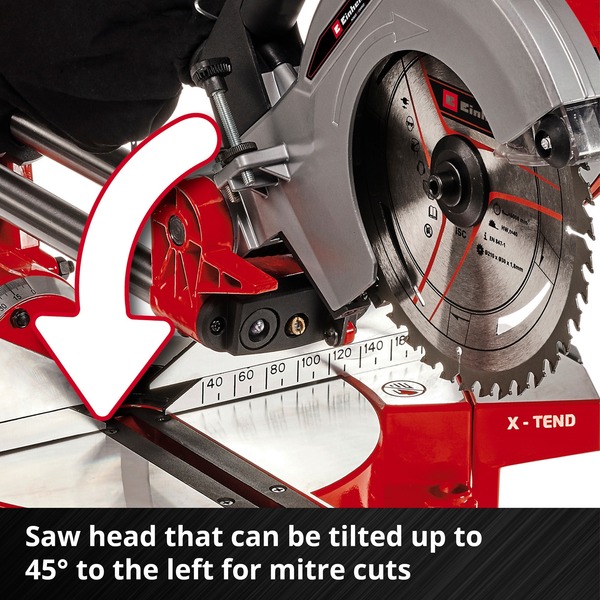 EINHELL Akku-Zug-Kapp-und Gehrungssäge TE-SM 36/210 Li-Solo, 36Volt (2x18V) rot, ohne Akku und Ladegerät