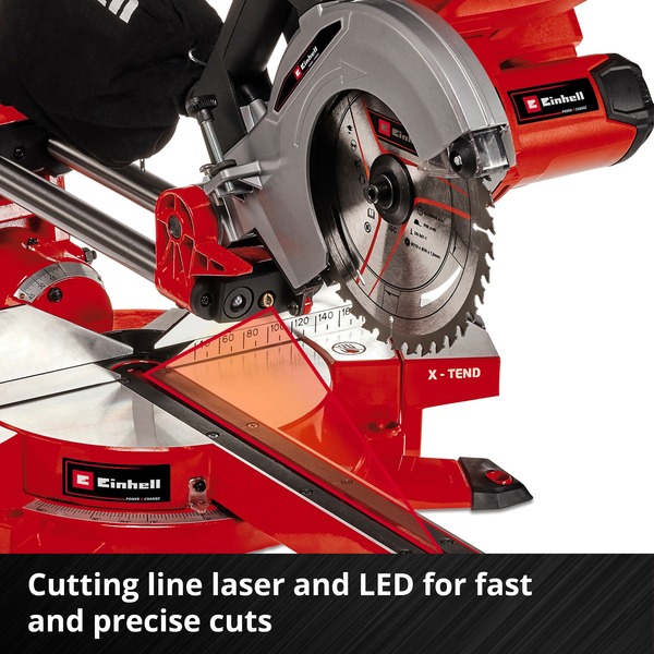 EINHELL Akku-Zug-Kapp-und Gehrungssäge TE-SM 36/210 Li-Solo, 36Volt (2x18V) rot, ohne Akku und Ladegerät