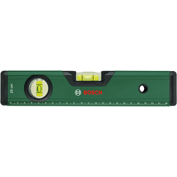 Bosch DIY Wasserwaage 25cm grün, mit V-Nut und flachgefrästem Boden