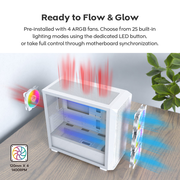 Montech X5M , Tower-Gehäuse weiß, Tempered Glass