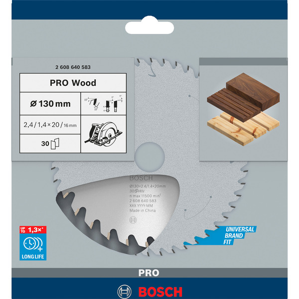 Bosch PRO Wood Kreissägeblatt, Ø 130mm, 30Z Bohrung 20mm, für Handkreissägen