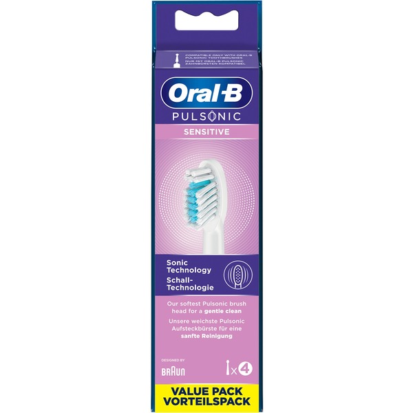 Braun Oral-B Pulsonic Sensitive 4er, Aufsteckbürste weiß